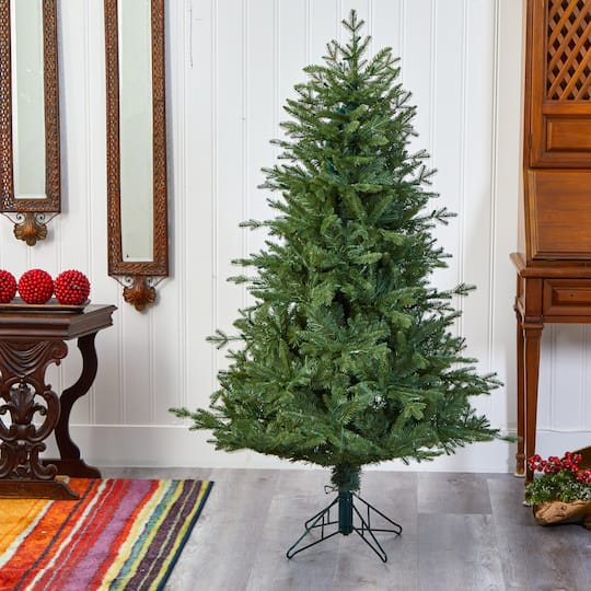 5ft. Pre-Lit New Hampshire Spruce Artificial Christmas Tree, Warm White LED Lights